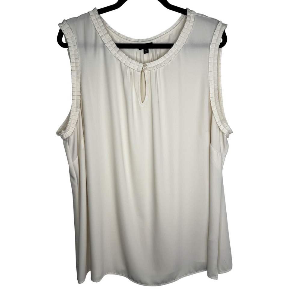 Talbots Woman 3X‎ Sleeveless Ivory Tank Keyhole Neckline Career wear Workwear